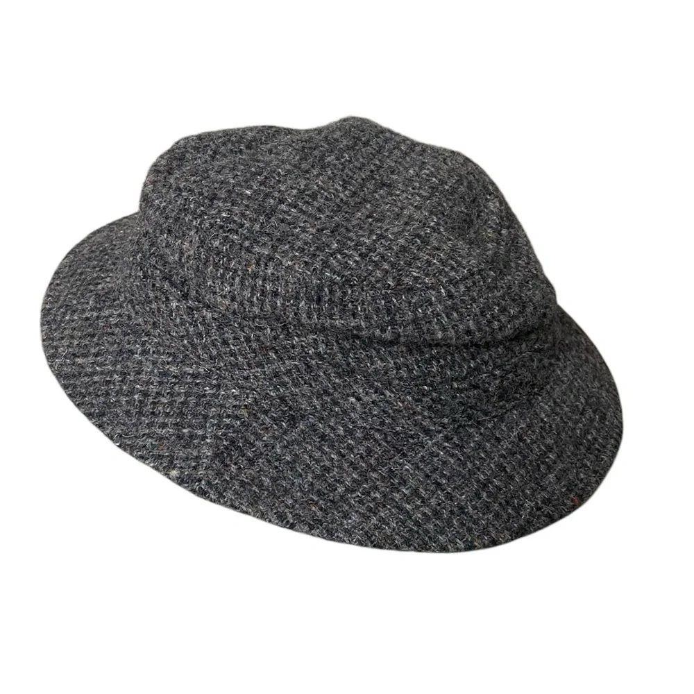 L.L. BEAN Vintage Harris Tweed Hand Woven Scottish Wool Hat Gray S